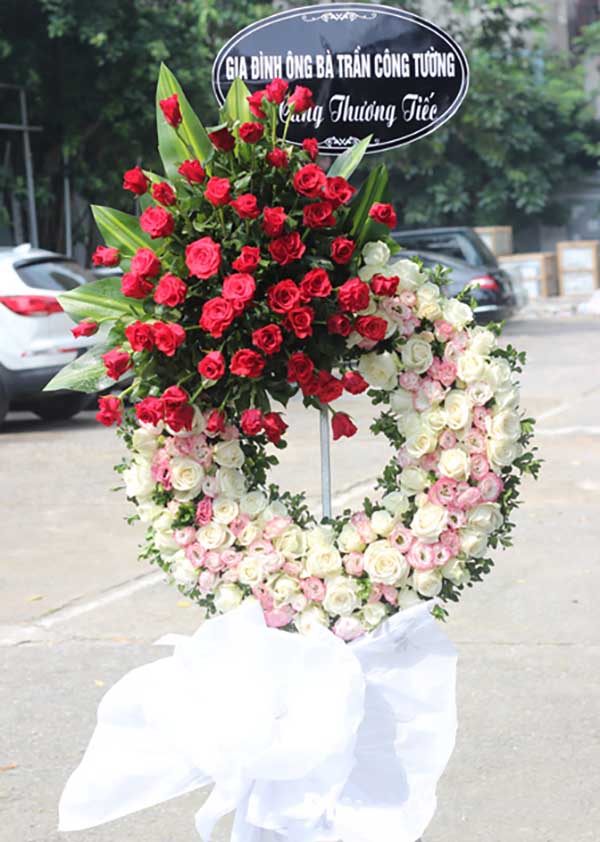 Hoa hồng đỏ trong kệ tang