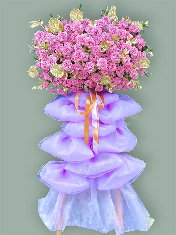 Kệ hoa chúc mừng khai trương hồng tím