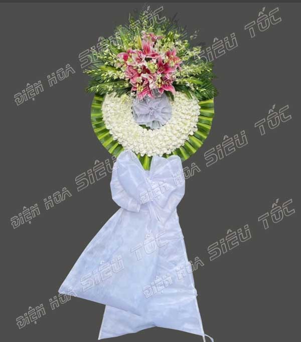 Kệ hoa tang lễ lan trắng và hoa ly đẹp giản dị