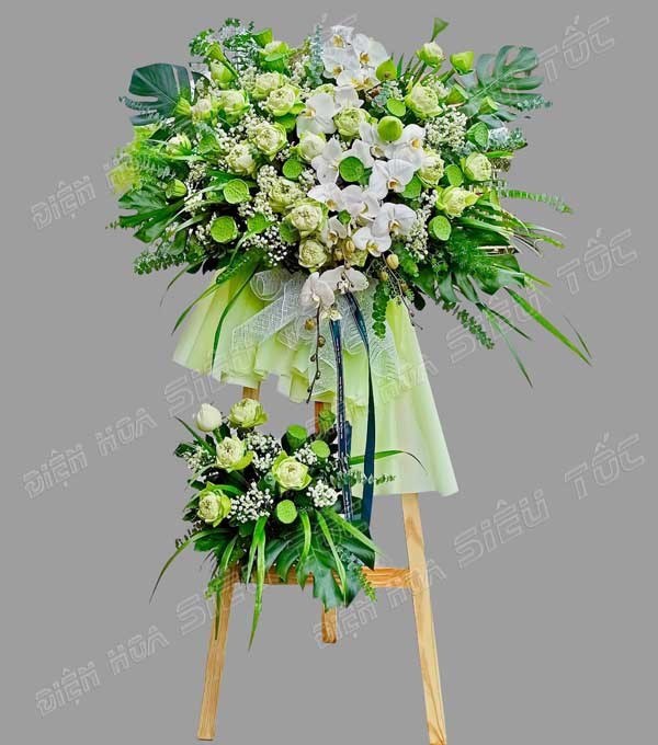 Kệ hoa tang xanh kết hợp nhiều loại hoa