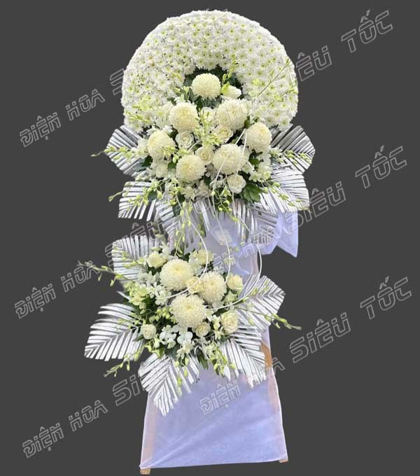 Kệ hoa phối cúc mẫu đơn trắng