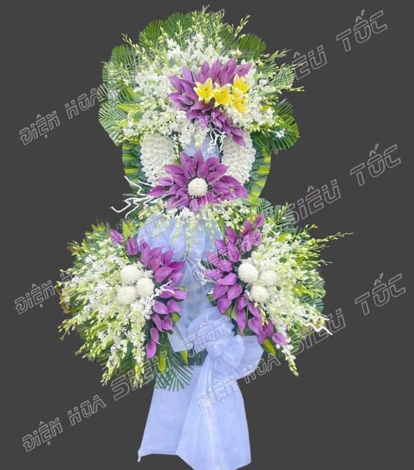 Kệ hoa tang 3 tone màu trắng vàng tím kiểu mới sang trọng